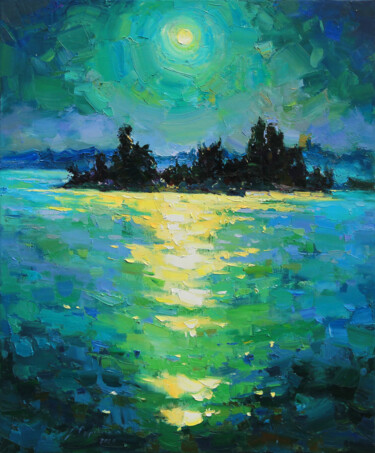 Peinture intitulée "Green light" par Alisa Onipchenko-Cherniakovska, Œuvre d'art originale, Huile Monté sur Châssis en bois