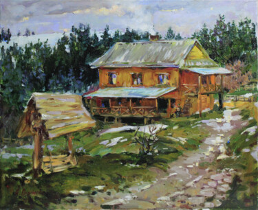 Malerei mit dem Titel "WINTER EVENING" von Alisa Onipchenko-Cherniakovska, Original-Kunstwerk, Öl Auf Keilrahmen aus Holz mo…