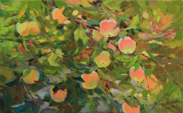 Painting titled "Carpathian apples i…" by Alisa Onipchenko-Cherniakovska, Original Artwork, Oil Mounted on Wood Stretcher fr…