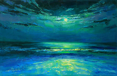 Pittura intitolato "Moon splashes" da Alisa Onipchenko-Cherniakovska, Opera d'arte originale, Olio Montato su Telaio per bar…