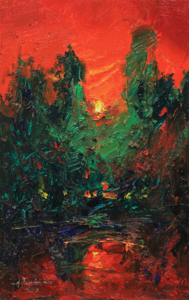 Schilderij getiteld "Sunset Glitter" door Alisa Onipchenko-Cherniakovska, Origineel Kunstwerk, Olie