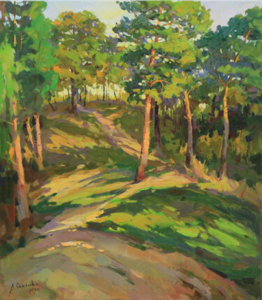 Malerei mit dem Titel "Among the pines" von Alisa Onipchenko-Cherniakovska, Original-Kunstwerk, Öl Auf Keilrahmen aus Holz m…