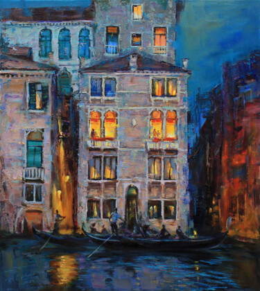 Pintura titulada "Evening in Venice" por Alisa Onipchenko-Cherniakovska, Obra de arte original, Oleo Montado en Bastidor de…