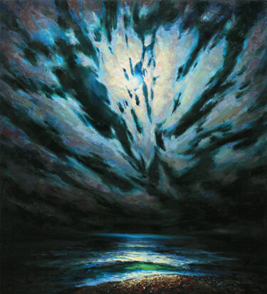 Pittura intitolato "Wings of the night" da Alisa Onipchenko-Cherniakovska, Opera d'arte originale, Olio Montato su Telaio pe…