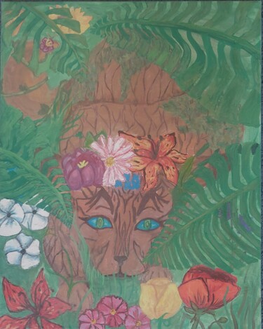 Pittura intitolato "Earth cat" da Alisa Vorobyeva, Opera d'arte originale, Acquarello