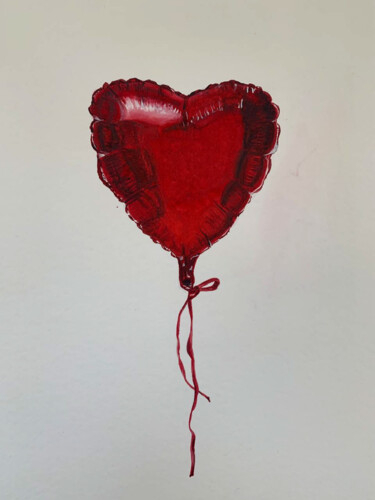 Malerei mit dem Titel "Love airbaloon" von Alisa Vovk, Original-Kunstwerk, Aquarell