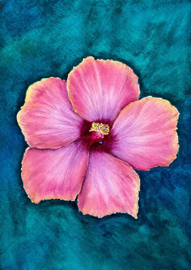 Pintura intitulada "Malva" por Alisa Vovk, Obras de arte originais, Aquarela