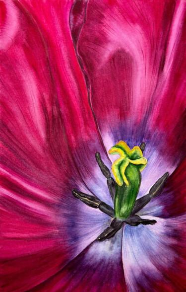 Pintura intitulada "Purple Elegance" por Alisa Vovk, Obras de arte originais, Aquarela