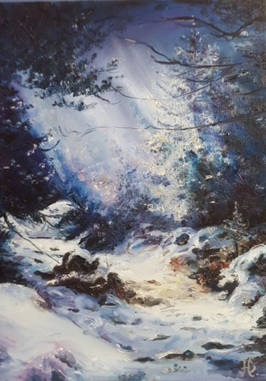 Картина под названием "Зимняя сказка" - Натали  Дидух, Подлинное произведение искусства, Масло