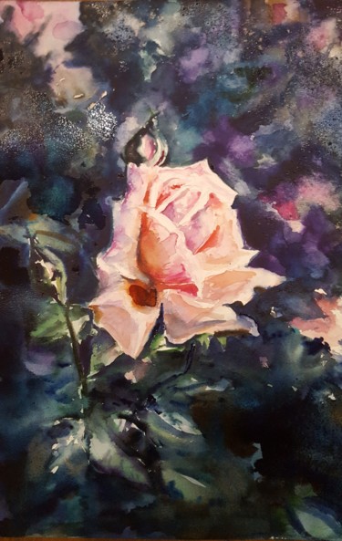 Peinture intitulée "Мои акварели"Роза"" par Natali Didukh, Œuvre d'art originale, Aquarelle Monté sur Carton