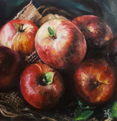 Картина под названием "Яблоки" - Натали  Дидух, Подлинное произведение искусства, Масло Установлен на Деревянная рама для но…