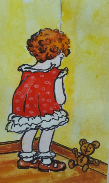Картина под названием "Детские рисунки" - Натали  Дидух, Подлинное произведение искусства, Акварель