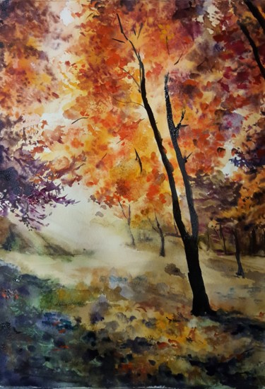 Peinture intitulée "Мои акварели"Осень""" par Natali Didukh, Œuvre d'art originale, Aquarelle