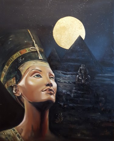 Картина под названием "Нефертити"красавица…" - Натали  Дидух, Подлинное произведение искусства, Масло Установлен на Деревянн…