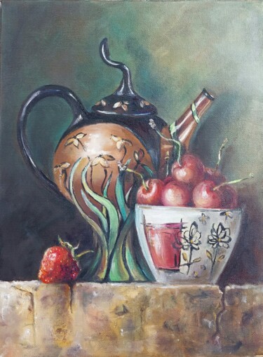 Картина под названием "Серия"Чайники"" - Натали  Дидух, Подлинное произведение искусства, Масло