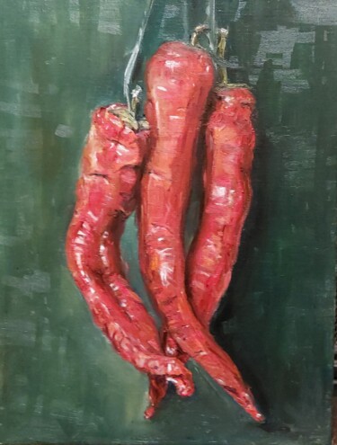 Painting titled ""Перцы"" by Natali Didukh, Original Artwork, Oil