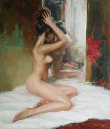 Painting titled "Morning combing" by Alisa Gibet, Original Artwork, Oil