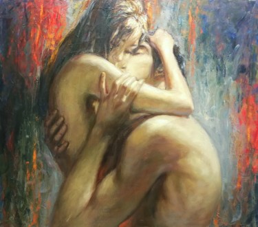 Painting titled "Lovers" by Alisa Gibet, Original Artwork, Oil