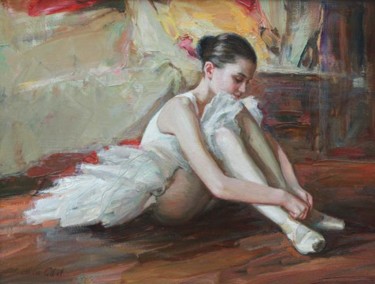 Painting titled ""Young balerina Kat…" by Alisa Gibet, Original Artwork, Oil