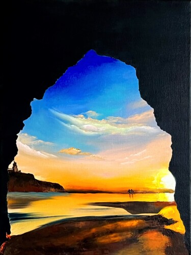 Painting titled "Ocean sunset" by Alisa Koenig, Original Artwork, Oil