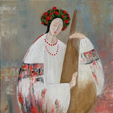 Malerei mit dem Titel "Бандуристка" von Alise Nosenko, Original-Kunstwerk, Öl