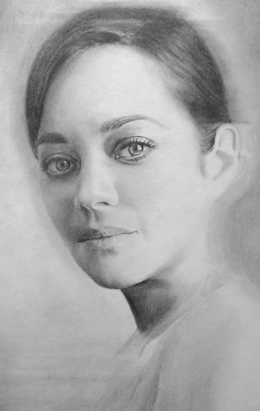 Drawing titled "Marion Сotillard" by Alisa Ganus, Original Artwork, Pencil