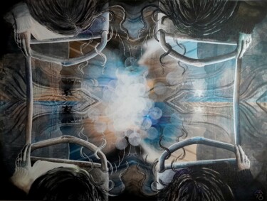 Ζωγραφική με τίτλο "Many Worlds, Many M…" από Alison Azzolin, Αυθεντικά έργα τέχνης, Ακρυλικό Τοποθετήθηκε στο Ξύλινο φορείο…