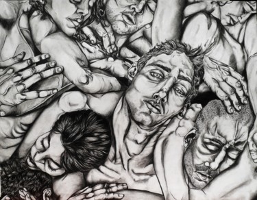 Dibujo titulada "Nous sommes l'human…" por Mahé, Obra de arte original, Lápiz
