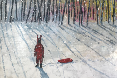 Painting titled "blizzard boy" by Philip Michael Martin, Original Artwork, Acrylic