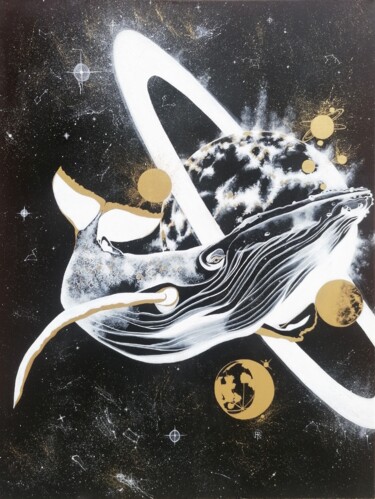 Pintura titulada "Whale Space" por Alissa Rossignol, Obra de arte original, Acrílico Montado en Bastidor de camilla de madera