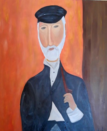 Painting titled "Homenaje a modiglia…" by Ali Melian, Original Artwork, Oil