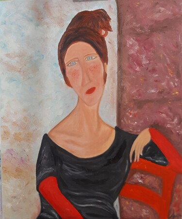 Painting titled "Woman in chair" by Ali Melian, Original Artwork, Oil