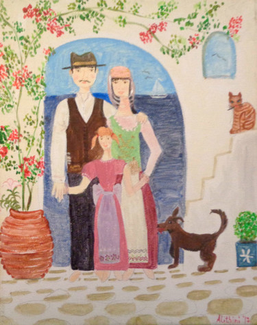 Ζωγραφική με τίτλο "''Couple with their…" από Alithini, Αυθεντικά έργα τέχνης, Ακρυλικό