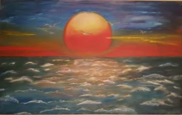 Peinture intitulée "Le Couché du Soleil" par Ali Ucar, Œuvre d'art originale, Huile