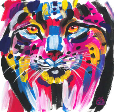 Painting titled "Lynx wild cat | gou…" by Aliya Bagmanova, Original Artwork, Gouache