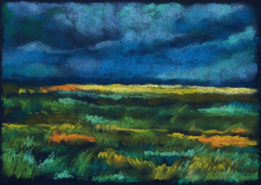 Schilderij getiteld "Field" door Aliz Posta, Origineel Kunstwerk, Pastel