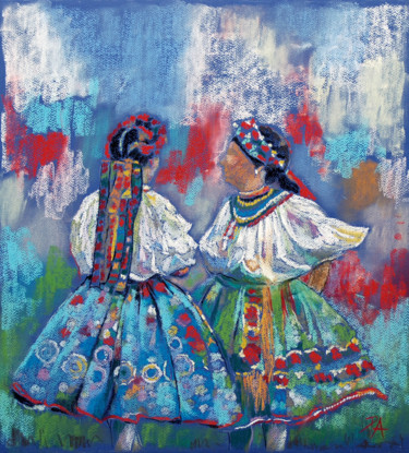 Painting titled "Skirts" by Aliz Posta, Original Artwork, Pastel