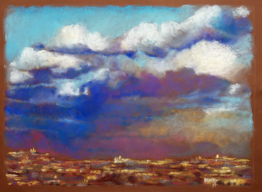 Schilderij getiteld "Clouds" door Aliz Posta, Origineel Kunstwerk, Pastel