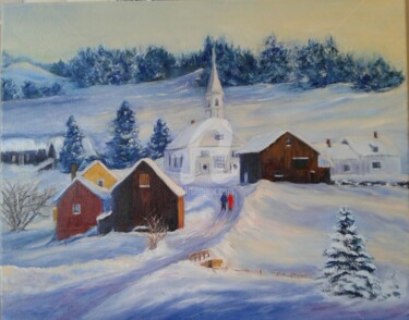 Peinture intitulée "Noël blanc" par Lucie Robichaud, Œuvre d'art originale, Huile