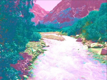 Photographie intitulée "Rivière de montagne" par Aljuna, Œuvre d'art originale, Photographie manipulée