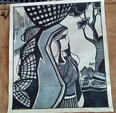 Peinture intitulée "The Woman with bask…" par Alka Prasad, Œuvre d'art originale