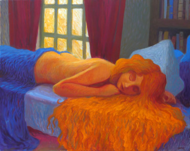 Painting titled "l'après midi" by Romain Benoit, Original Artwork, Acrylic