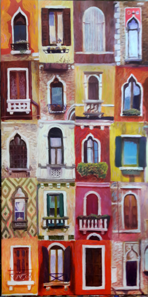 Painting titled "les fenetres" by Romain Benoit, Original Artwork, Acrylic