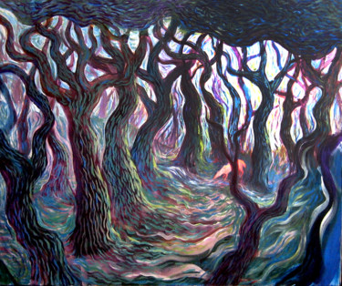 Painting titled "La forêt" by Romain Benoit, Original Artwork, Acrylic