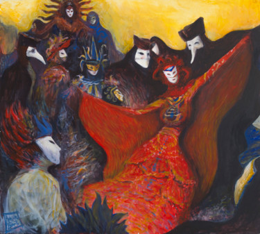 Painting titled "le Carnaval" by Romain Benoit, Original Artwork, Acrylic