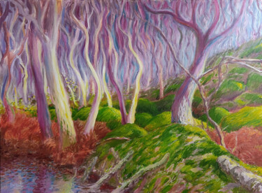 Malerei mit dem Titel "Dans la forêt" von Romain Benoit, Original-Kunstwerk, Acryl