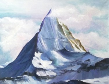 Картина под названием "Гора Чогори" - Almira Krechetova, Подлинное произведение искусства, Масло Установлен на Деревянная ра…