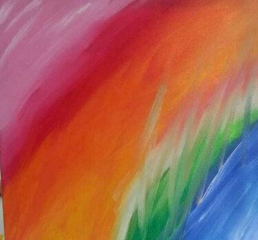Painting titled "Arc en ciel" by All, Original Artwork, Acrylic Mounted on Wood Stretcher frame