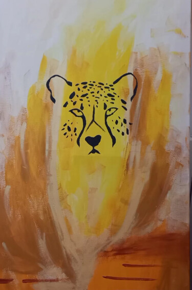 Peinture intitulée "Cheetah" par All, Œuvre d'art originale, Acrylique