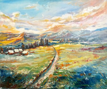 Painting titled "Bavarian Alps" by Alla Badsar, Original Artwork, Oil